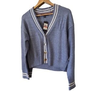 TOMMY HILFIGER GLOBAL STRIPE Button Down CARDIGAN Size XS NWT Bue
